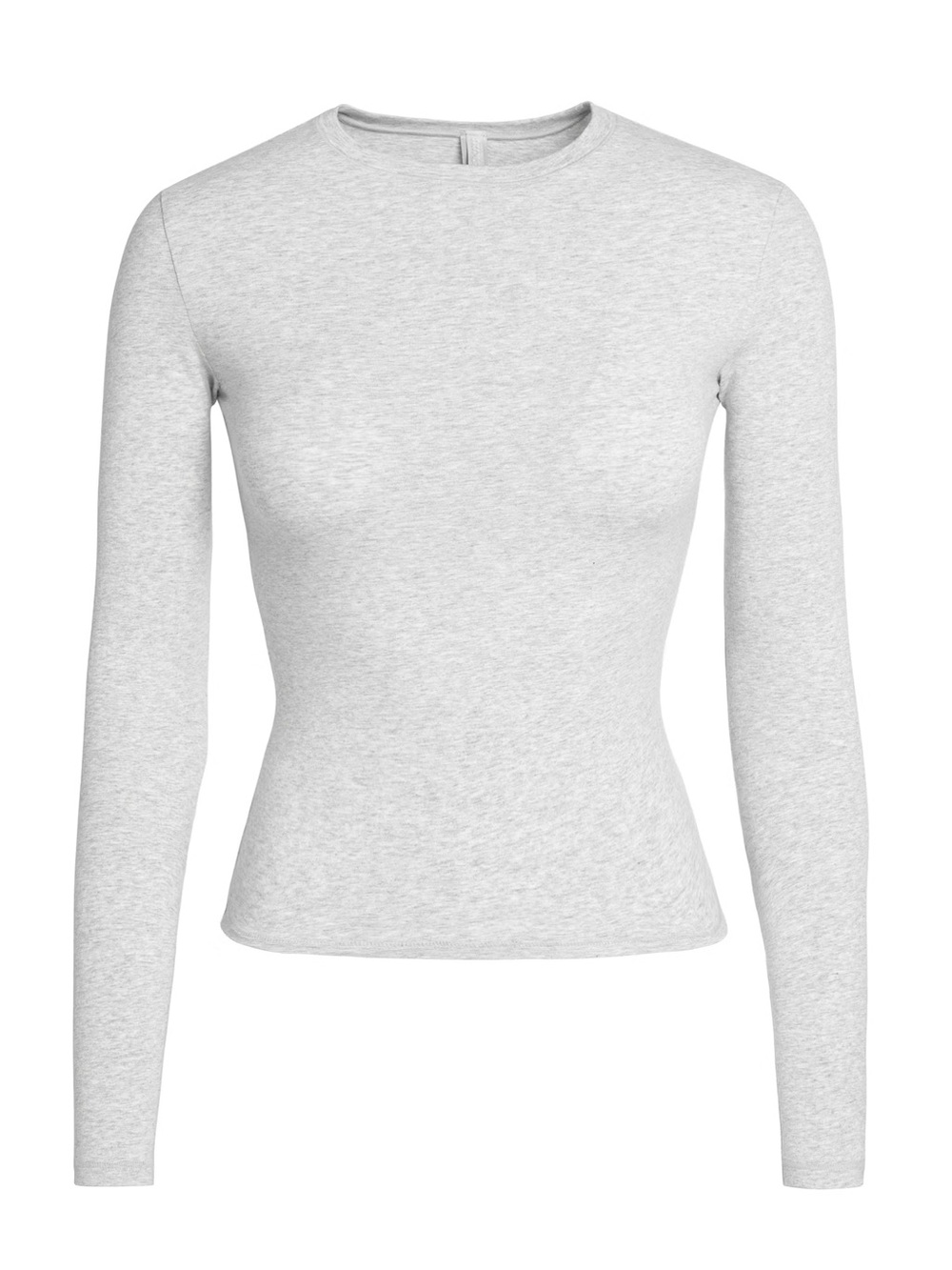 SKIMS Cotton Jersey Long Sleeve T-Shirt in Light Grey